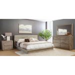 White-Washed Modern Rustic 6 Piece California King Bed Bedroom Set.