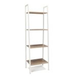 White and Natural Brown 4 Shelf Bookcase