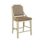 White and Weathered Brown Upholstered Counter Stool – Mystic Cay.