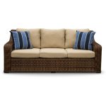 Wicker and Linen Outdoor Patio Sofa – Tortola