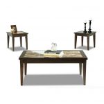 Wood & Marble 3 Piece Coffee Table Set