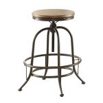 Wood and Metal Adjustable Backless Barstool – Angstrom Collection