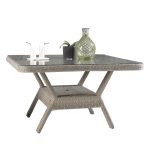 Woven Outdoor Patio Chat Table with Glass Top – Mayfair