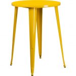 Yellow Metal 30 Inch Round Indoor-Outdoor Cafe Bar Table