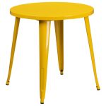 Yellow Metal 30 Inch Round Indoor-Outdoor Cafe Table