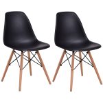 Set of 2 Armless Dining Chairs with Wood Legs