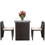 3 pcs Wicker Patio Cushioned Outdoor Seat