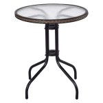 24″ Patio Furniture Glass Top Patio Round Table