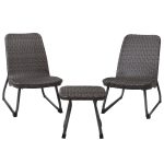 3 pcs Outdoor All Weather Rattan Conversation Chair & Table Set