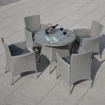 5 pcs Patio Rattan Dining Table and 4 Chairs Set