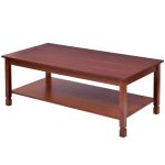 Rectangular Wood Cocktail Coffee Table with Shelf