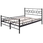 Black Steel Bed Frame with Wood Slats 30″
