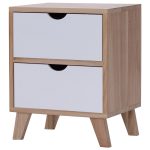 2 Drawers End Storage Wood Cabinet Bedroom Nightstand