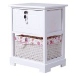 2 Tiers Wood Night Stand with Basket Drawer