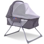Lightweight Foldable Baby Bassinet Rocking Bed w/ Mosquito Net
