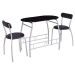 3 Pieces Bistro Set Dining Room Glass Table w/ 2 Chairs