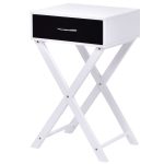 Campaign Style Modern X-Shape Accent Side End Table
