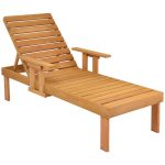 Patio Side Deck Wood Chaise Sun Lounger