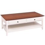 Rectangle Wood Coffee Table w/ Drawer & Storage Shelf