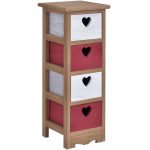 Wooden Nightstand with 4 Hollow Heart-Shaped Drawers