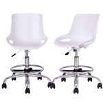 Set of 2 Armless PP Swivel Height Adjustable Desk Chair w/ Footrest
