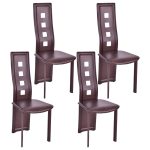 Set of 4 Steel Frame High Back Armless Dining Chairs