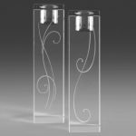 Noritake Platinum Wave Crystal Candlesticks, Pair 6″