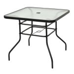 31 1/2″ Patio Tempered Glass Steel Frame Square Table