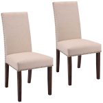 Set of 2 High Back Armless Fabric Dining Chairs