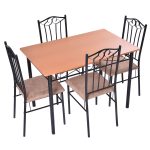 5 pcs Dining Set Wooden Table and 4 Cushioned Chairs
