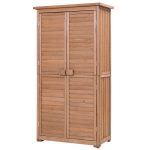 63″ Tall Garden Storage Shed Wooden Tools Shutter