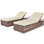 3 pcs Wicker Lounge Adjustable Chaise Chair