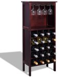 Burgundy Wooden Wine Cabinet Bottle Rack for 20 Bottles