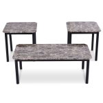 3 pcs Marble Look Coffee Table and End Tables Set