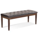 48″ Upholstered PU Leather Wood Bench Entryway Ottoman