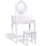 White Vanity Makeup Dressing Table with Mirror + 3 Drawers