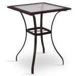 Outdoor Patio Rattan Square Table with Glass Top