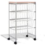 3/4-Tier Rolling Baskets Rack Kitchen Cart