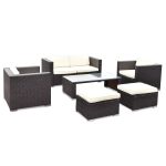 6 pcs Patio Rattan Wicker Furniture Set