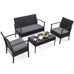 4 pcs Modern Outdoor Patio Rattan Wicker Furniture Set
