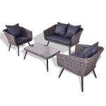 4 pcs Grey Rattan Wicker Furniture Set