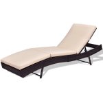 Patio Pool Sun Bed Wicker Lounge Chair with Adjustable Back