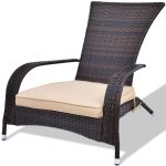 Outdoor Rattan Wicker Adirondack Chair w/ Seat Cushion