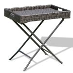 Brown Foldable Rattan Tray Table