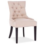 Fabric Upholstered Nailed Dining Chair with Wood Legs