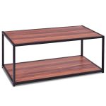 Durable Rectangular Coffee Table with Bottom Shelf