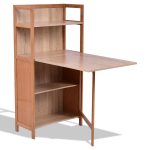 2-in-1 Convertible Wood Folding Desk Cabinet with Bookshelf
