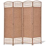 67″ Folding Woven 4 Hinged Panel Freestanding Room Divider