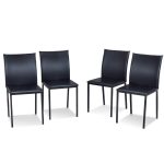 Set of 4 PU Leather Armless Dining Chairs