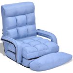 Folding Lazy Floor Chair Sofa with Armrests and Pillow